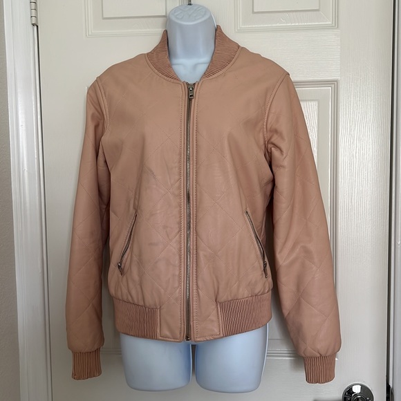 Cavalini Blush Vegan Leather Bomber Jacket - Picture 2 of 10